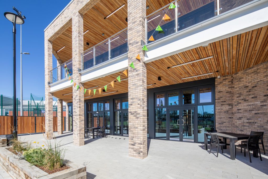 Aluminium commercial door installation on the YMCA Newark and Sherwood Activity Centre.